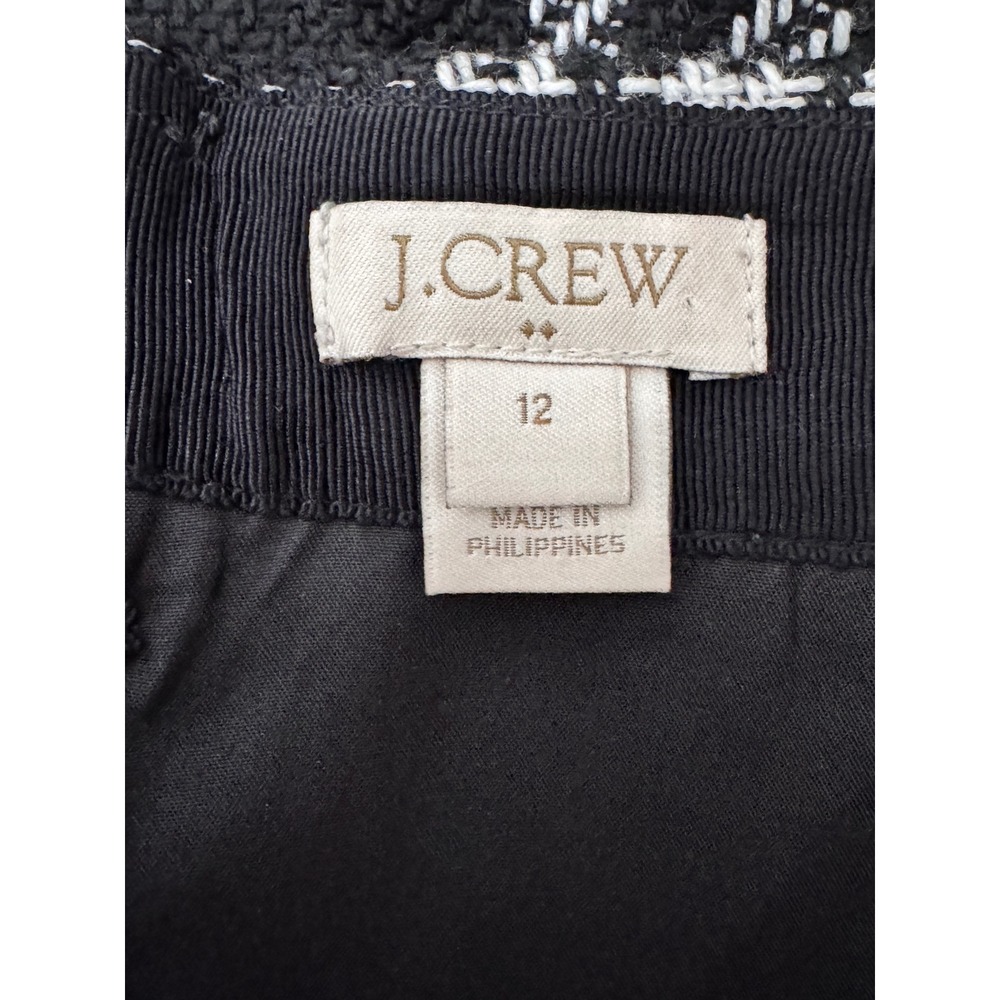 J. Crew Plaid A-Line Skirt‎ Black White Tweed Women's Size 12 - Picture 4 of 8